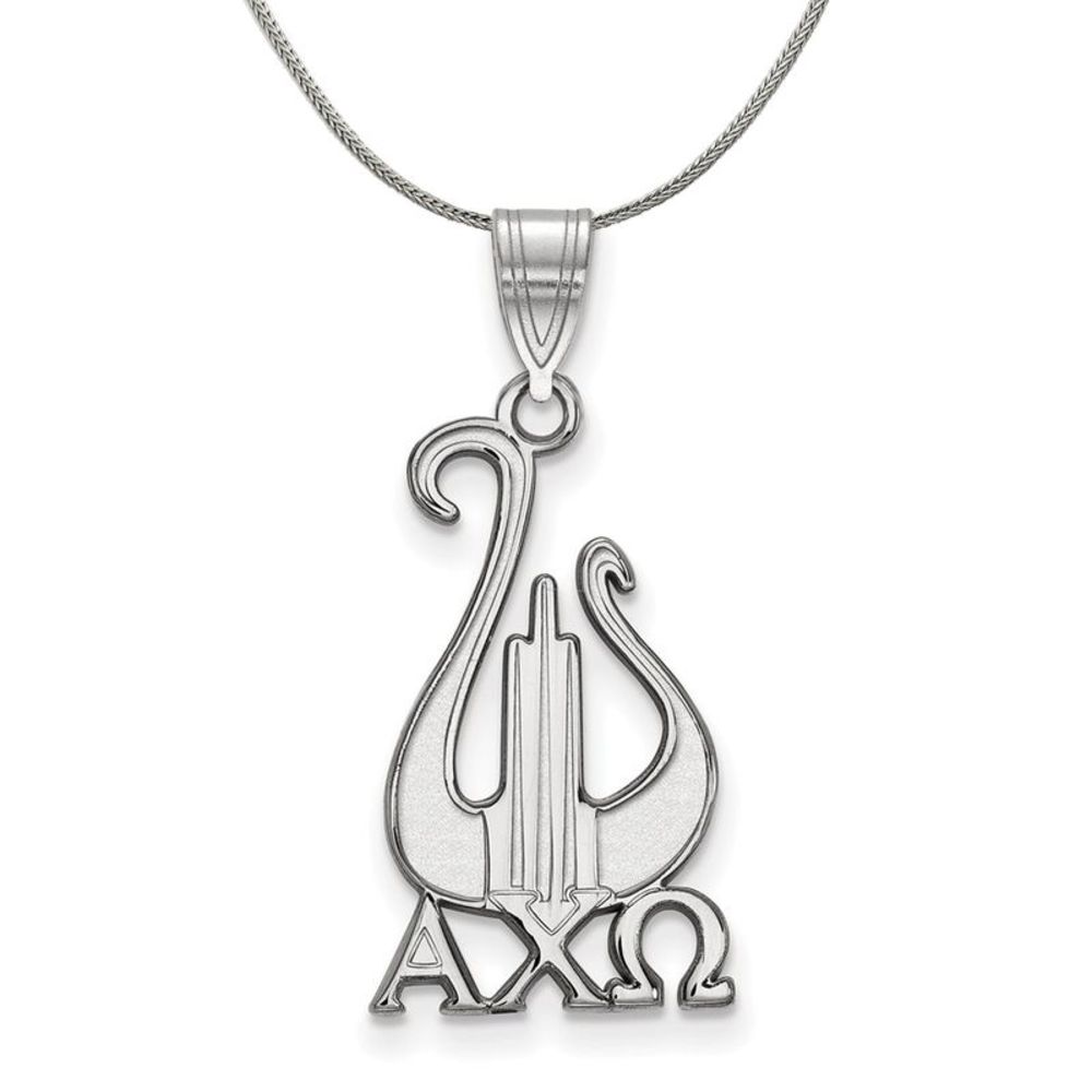 Sterling Silver Alpha Chi Omega Large Pendant Necklace - 20 Inch